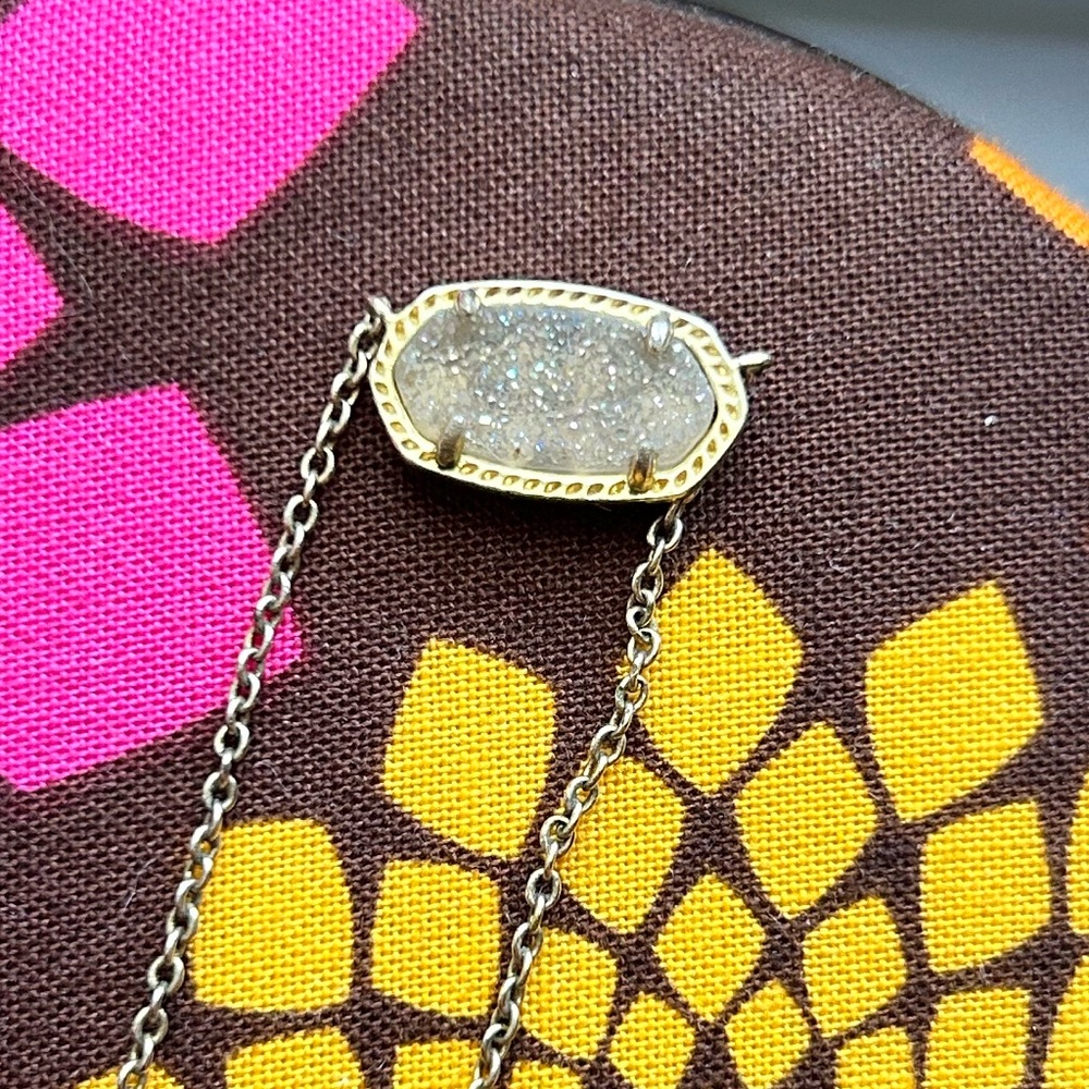 Kendra Scott gold and iridescent drusy necklace